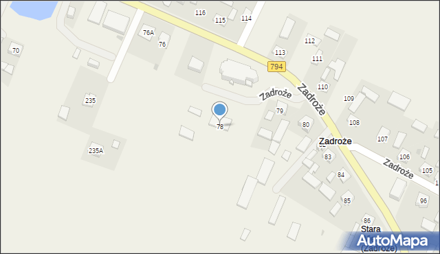 Zadroże, Zadroże, 78, mapa Zadroże