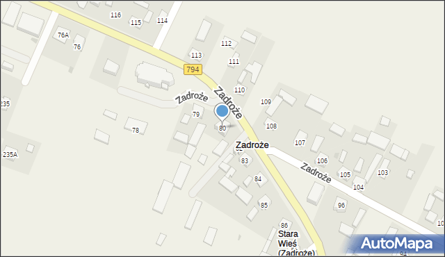 Zadroże, Zadroże, 80, mapa Zadroże