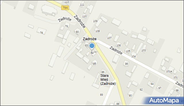 Zadroże, Zadroże, 84, mapa Zadroże
