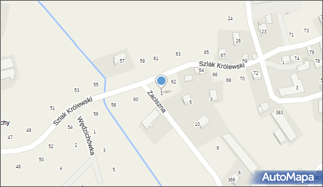 Zagacie, Zaciszna, 1, mapa Zagacie
