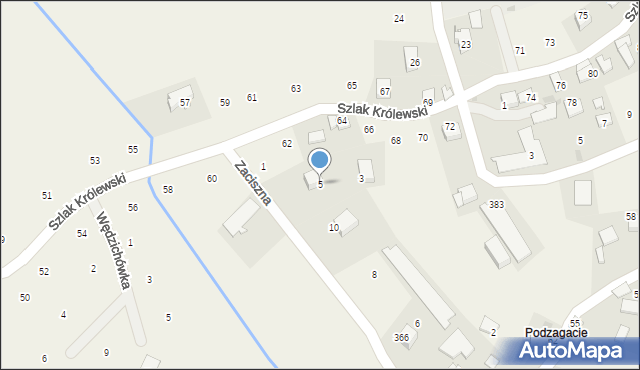 Zagacie, Zaciszna, 5, mapa Zagacie