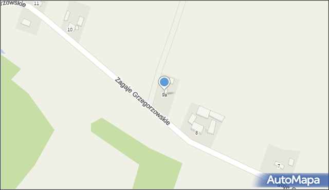Zagaje Grzegorzowskie, Zagaje Grzegorzowskie, 9a, mapa Zagaje Grzegorzowskie