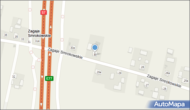 Zagaje Smrokowskie, Zagaje Smrokowskie, 30, mapa Zagaje Smrokowskie