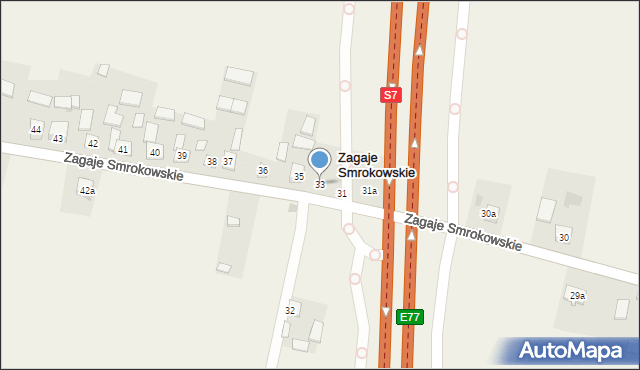 Zagaje Smrokowskie, Zagaje Smrokowskie, 33, mapa Zagaje Smrokowskie