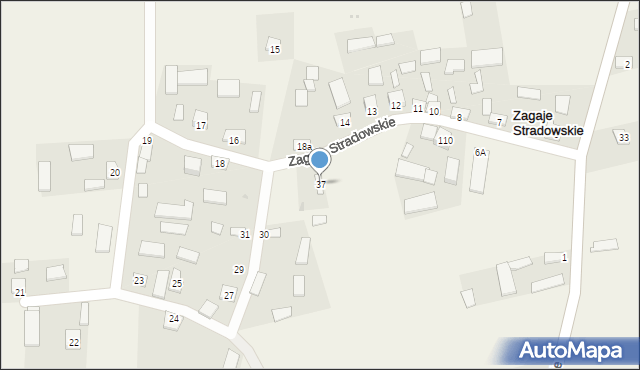 Zagaje Stradowskie, Zagaje Stradowskie, 37, mapa Zagaje Stradowskie