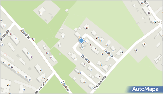 Żagań, Zacisze, 11, mapa Żagań