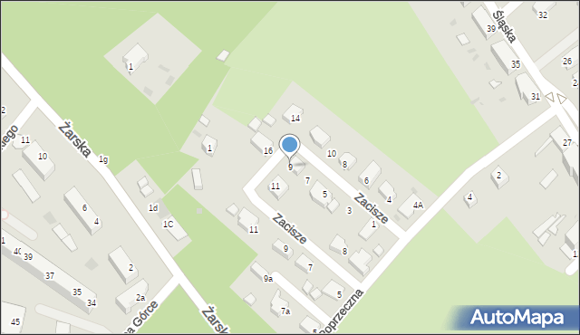 Żagań, Zacisze, 9, mapa Żagań