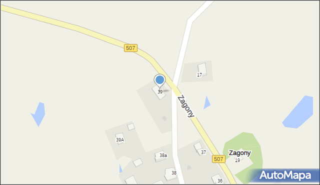 Zagony, Zagony, 39, mapa Zagony