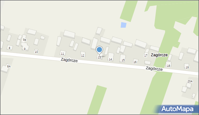 Zagórcze, Zagórcze, 13, mapa Zagórcze