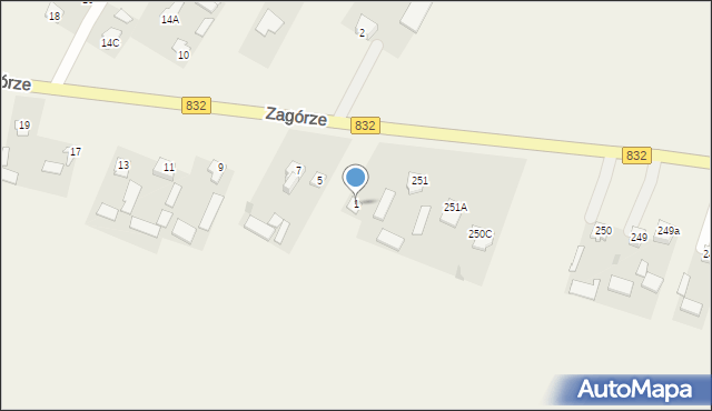 Zagórze, Zagórze, 1, mapa Zagórze