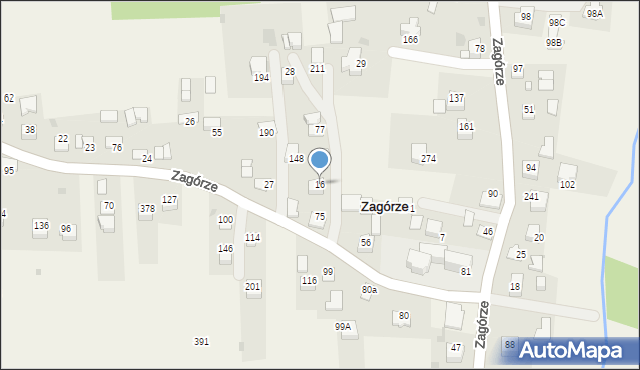 Zagórze, Zagórze, 16, mapa Zagórze