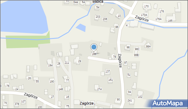 Zagórze, Zagórze, 166, mapa Zagórze