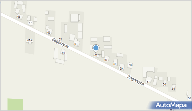 Zagorzyce, Zagorzyce, 62, mapa Zagorzyce