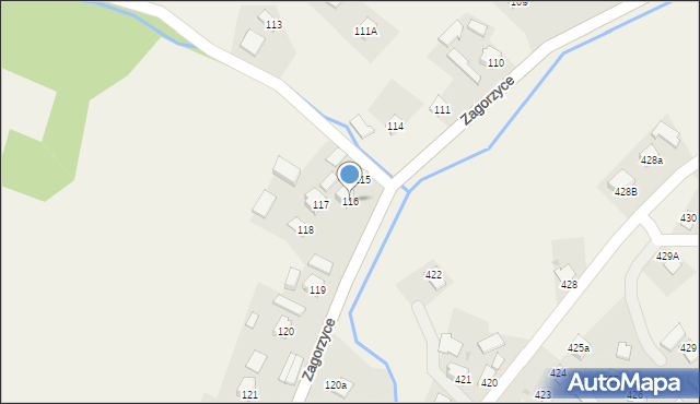 Zagorzyce, Zagorzyce, 116, mapa Zagorzyce