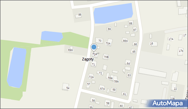 Zągoty, Zągoty, 71A, mapa Zągoty