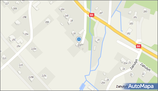 Zahutyń, Zahutyń, 223, mapa Zahutyń