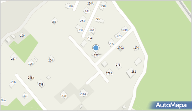 Zahutyń, Zahutyń, 256, mapa Zahutyń