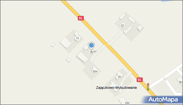 Zajączkowo, Zajączkowo, 30, mapa Zajączkowo