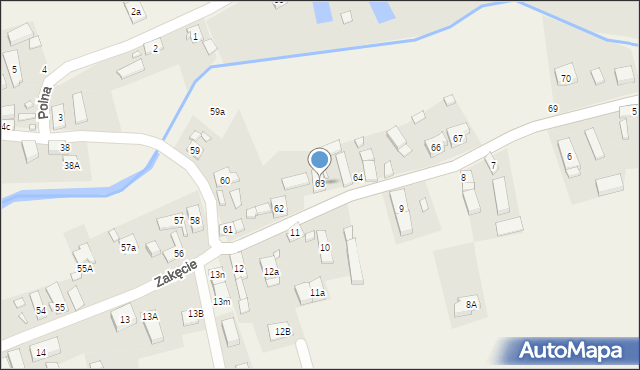 Zakęcie, Zakęcie, 63, mapa Zakęcie