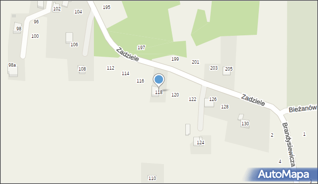 Zakliczyn, Zadziele, 118, mapa Zakliczyn