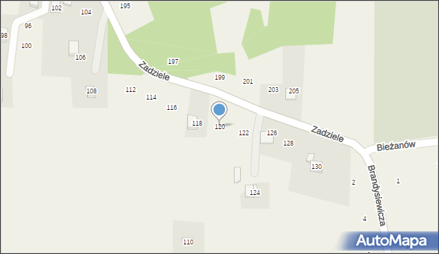 Zakliczyn, Zadziele, 120, mapa Zakliczyn