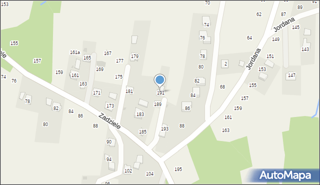 Zakliczyn, Zadziele, 191, mapa Zakliczyn