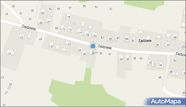 Zakliczyn, Zadziele, 28, mapa Zakliczyn