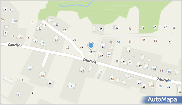 Zakliczyn, Zadziele, 33, mapa Zakliczyn