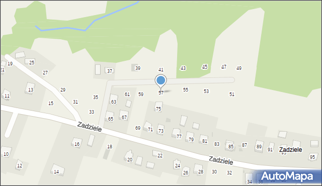 Zakliczyn, Zadziele, 57, mapa Zakliczyn