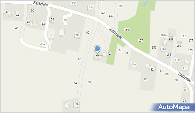 Zakliczyn, Zadziele, 70, mapa Zakliczyn