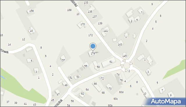 Zakliczyn, Zarusinki, 174, mapa Zakliczyn