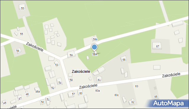 Zakościele, Zakościele, 59A, mapa Zakościele