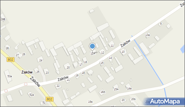 Żaków, Żaków, 12A, mapa Żaków