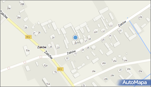 Żaków, Żaków, 20, mapa Żaków