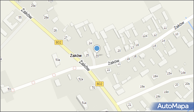 Żaków, Żaków, 23, mapa Żaków