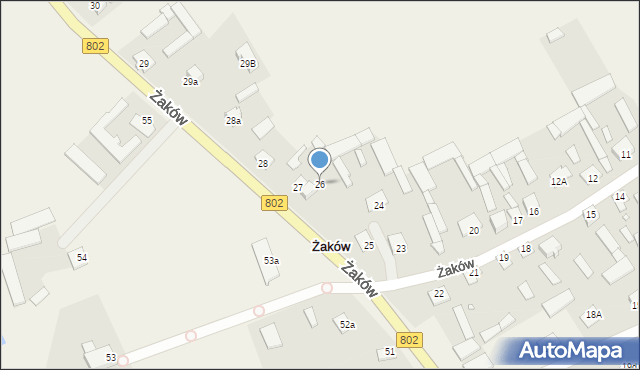 Żaków, Żaków, 26, mapa Żaków