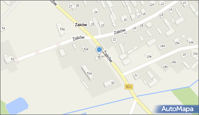 Żaków, Żaków, 51, mapa Żaków