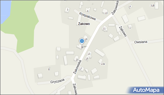 Żakowo, Żakowska, 18, mapa Żakowo