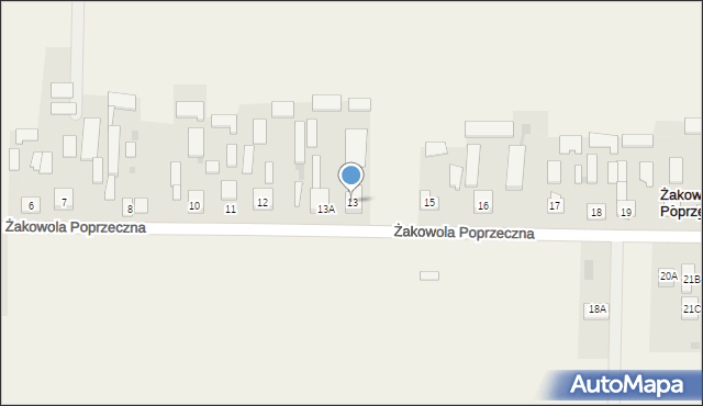 Żakowola Poprzeczna, Żakowola Poprzeczna, 13, mapa Żakowola Poprzeczna