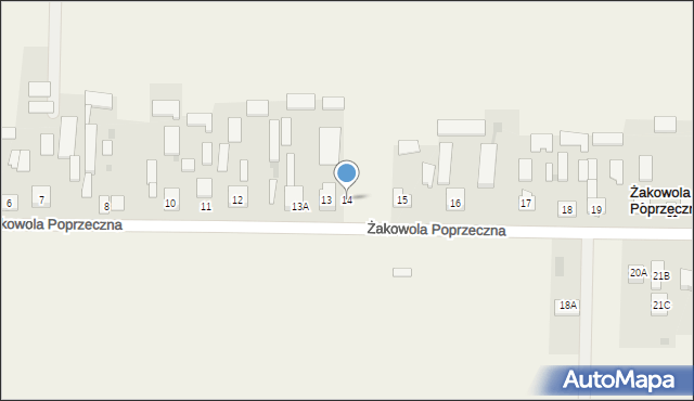 Żakowola Poprzeczna, Żakowola Poprzeczna, 14, mapa Żakowola Poprzeczna