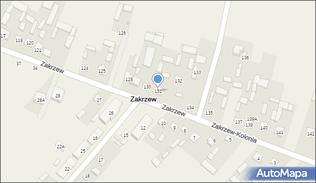 Zakrzew, Zakrzew, 131, mapa Zakrzew