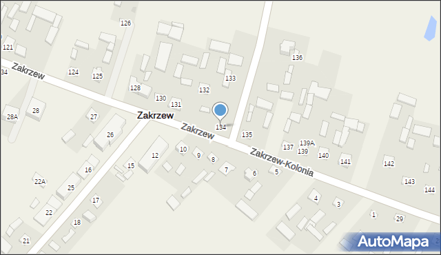 Zakrzew, Zakrzew, 134, mapa Zakrzew