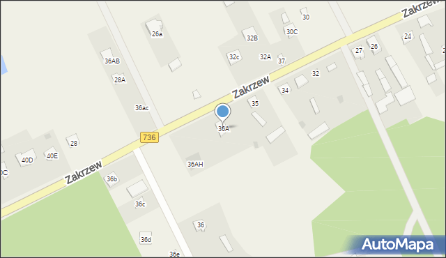 Zakrzew, Zakrzew, 36A, mapa Zakrzew