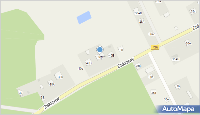 Zakrzew, Zakrzew, 40D, mapa Zakrzew
