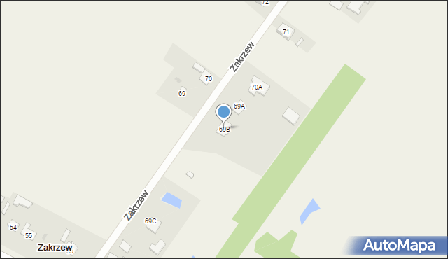 Zakrzew, Zakrzew, 69B, mapa Zakrzew