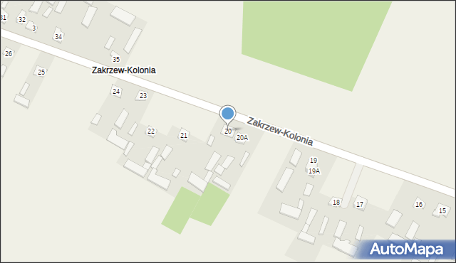 Zakrzew-Kolonia, Zakrzew-Kolonia, 20, mapa Zakrzew-Kolonia