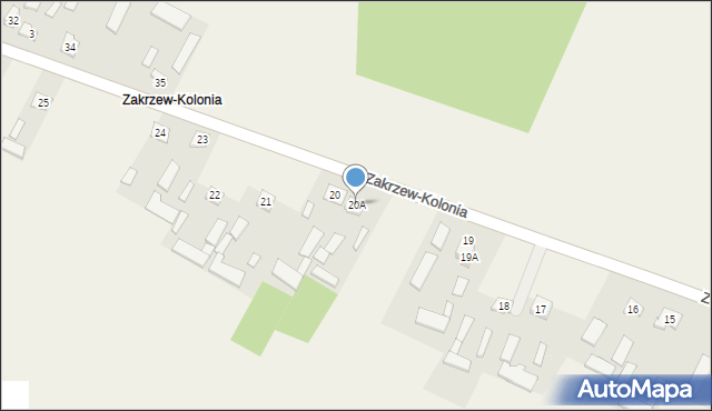 Zakrzew-Kolonia, Zakrzew-Kolonia, 20A, mapa Zakrzew-Kolonia