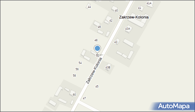 Zakrzew-Kolonia, Zakrzew-Kolonia, 52, mapa Zakrzew-Kolonia