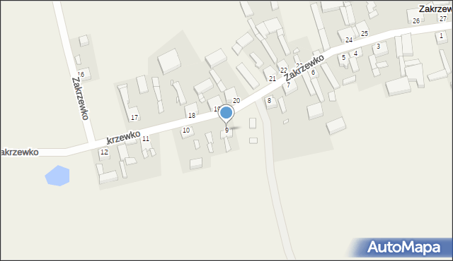 Zakrzewko, Zakrzewko, 9, mapa Zakrzewko