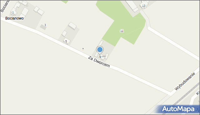 Zakrzewo, Za Dworcem, 9, mapa Zakrzewo